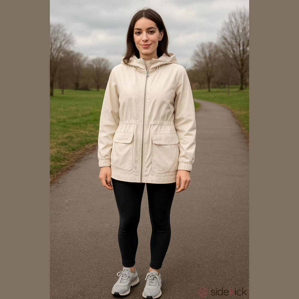 Jones New York Windbreaker Jacket with Hood Size Small Colour Off White